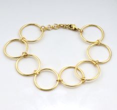 Circle charms bracelet, 22k gold plated bracelet for women, Brass handmade jewelry